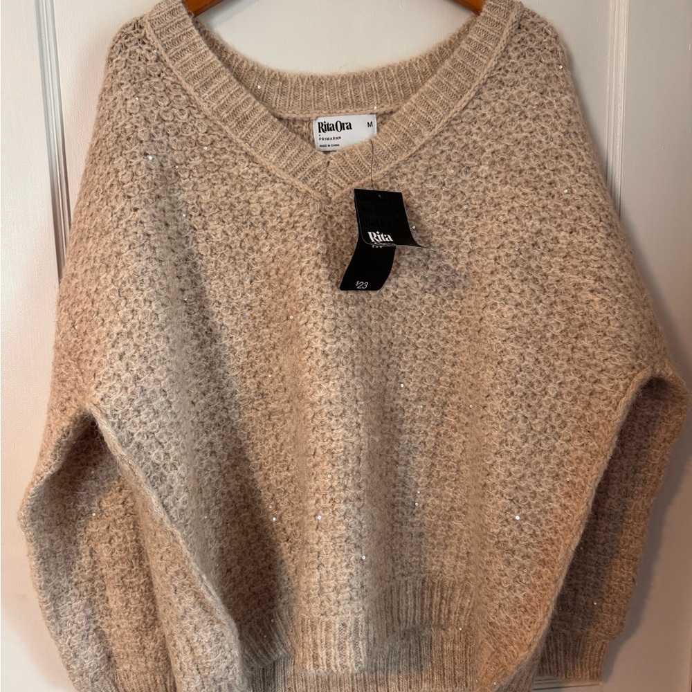 Primark Cream V-Neck Sparkle Knit Sweater